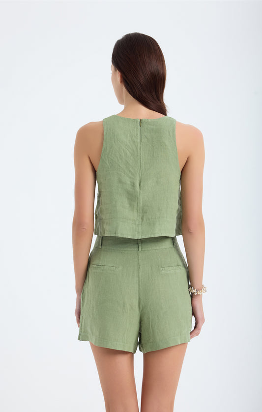 Lena Keten Crop Top- Yeşil