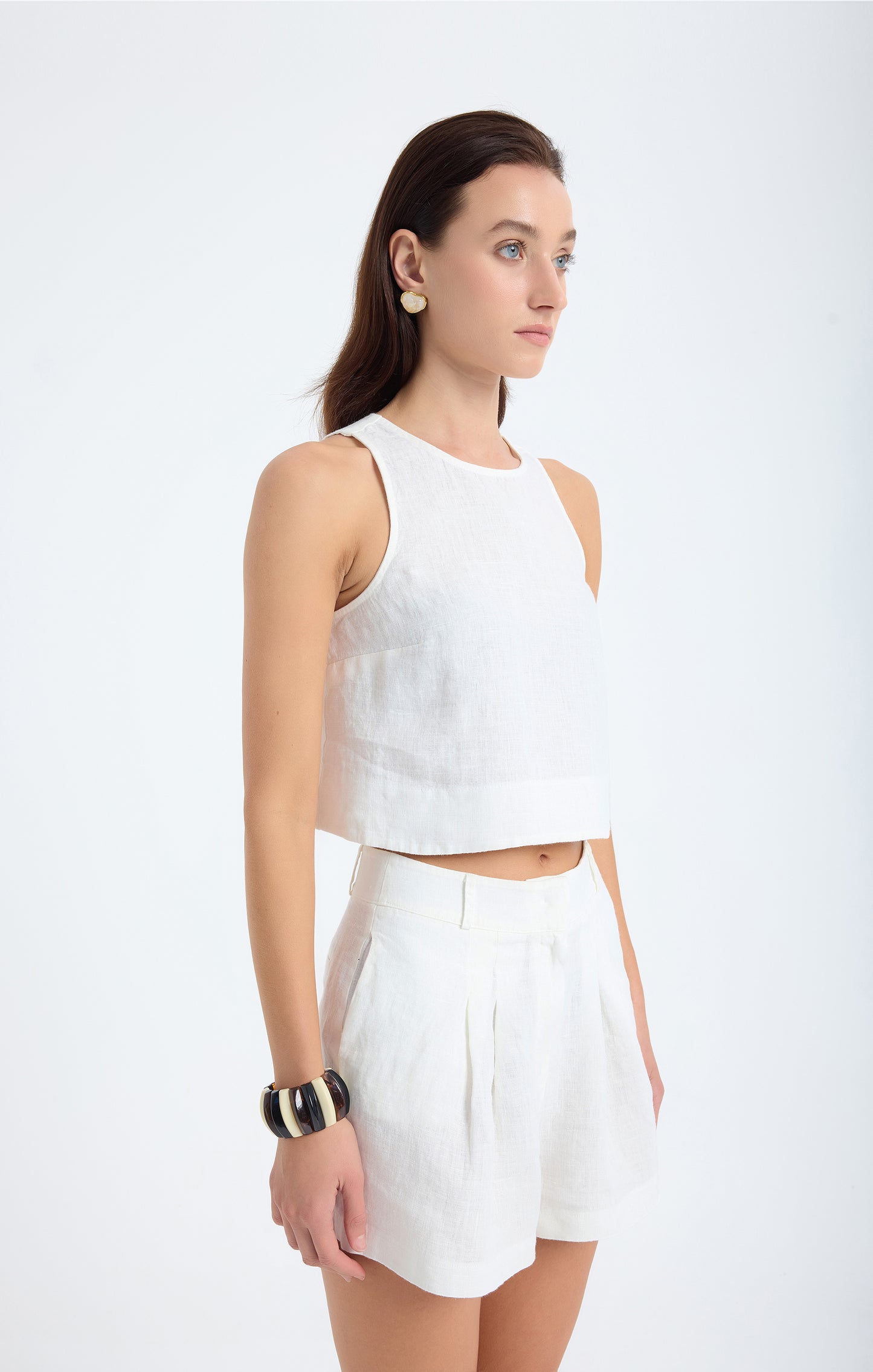 Lena Keten Crop Top- Beyaz