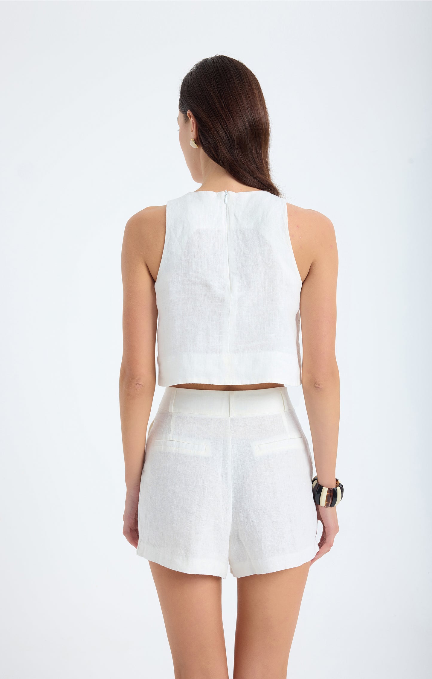Lena Keten Crop Top- Beyaz