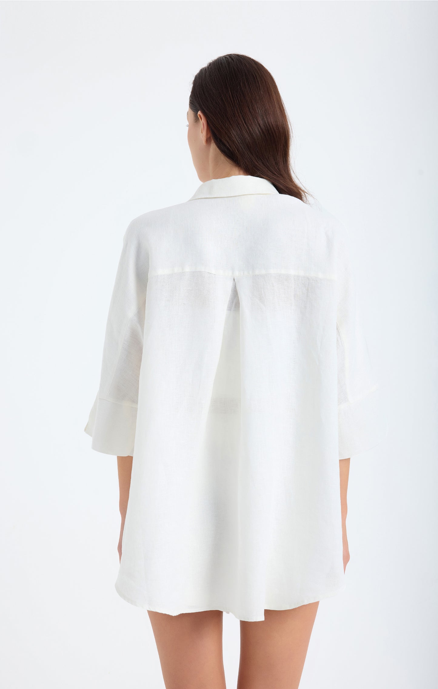 Iyan Beyaz Keten Oversize Gömlek