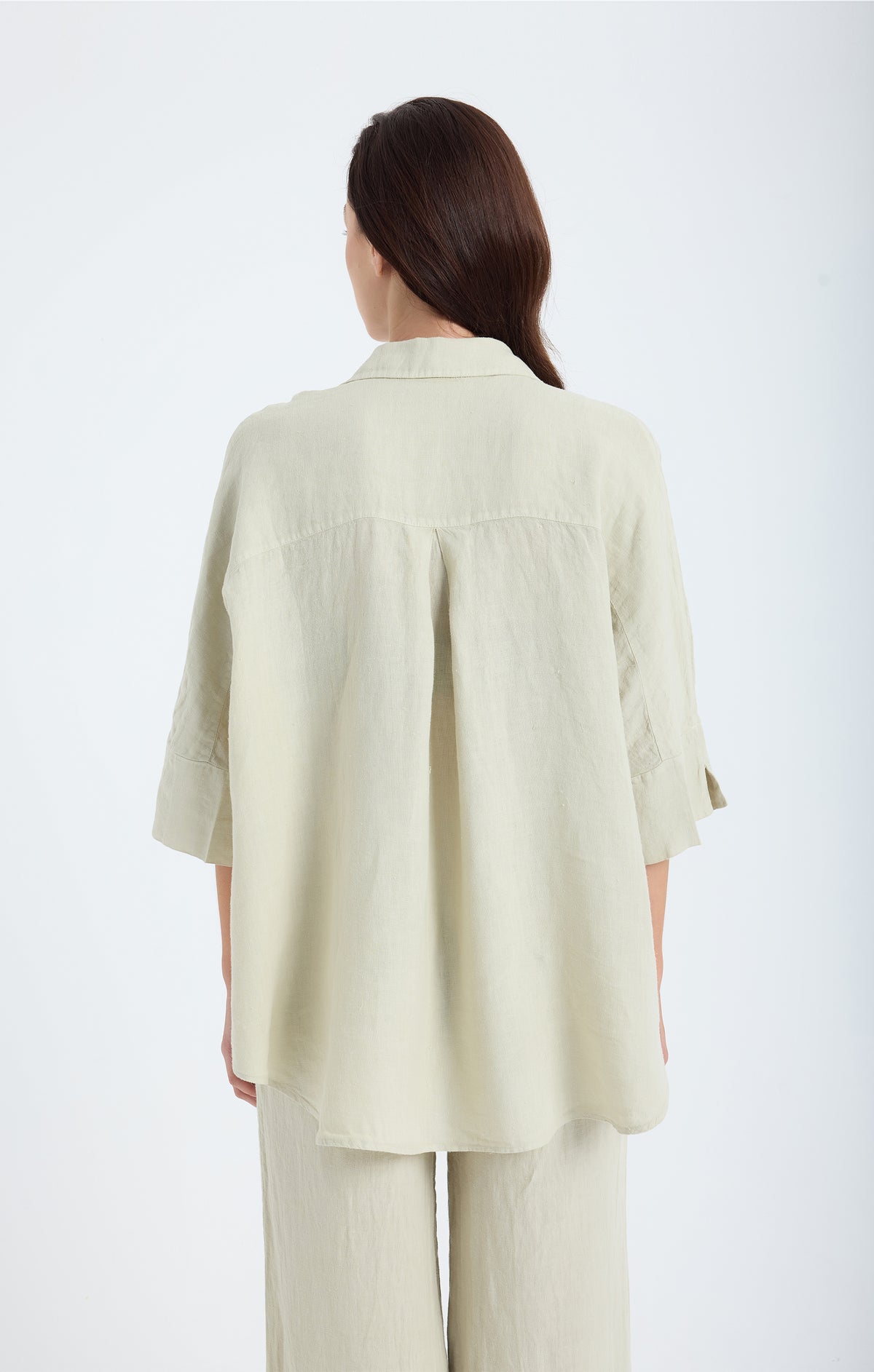 Iyan Oversize Keten Gömlek - Taş Rengi