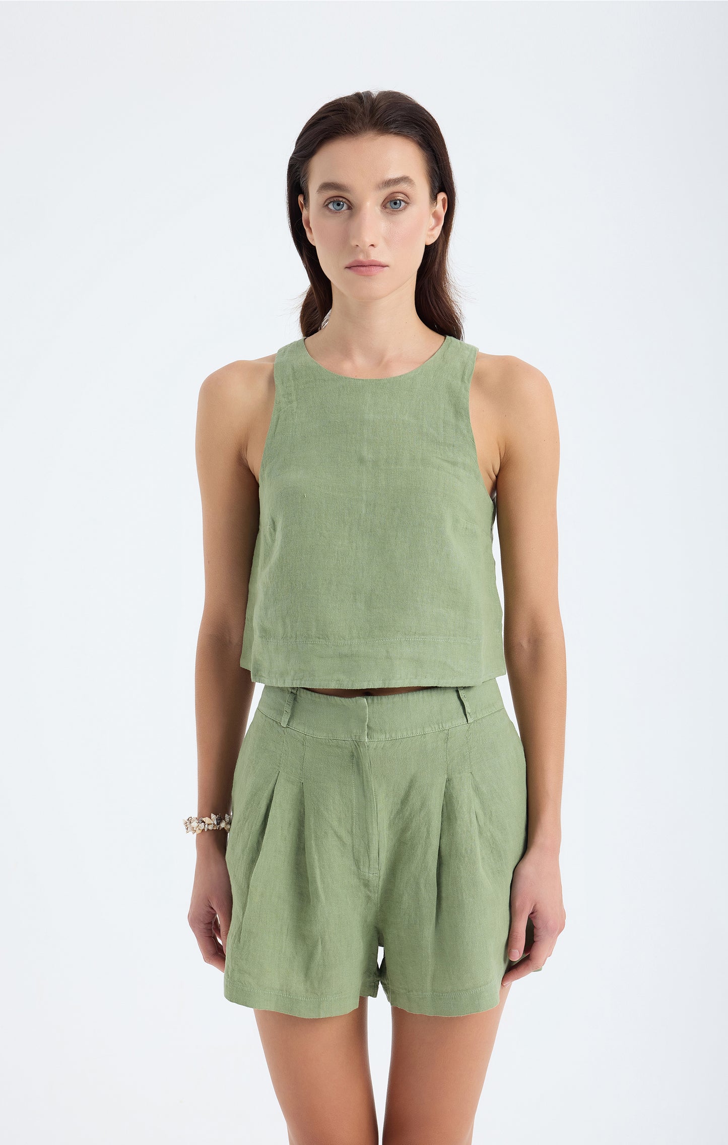 Lena Keten Crop Top- Yeşil